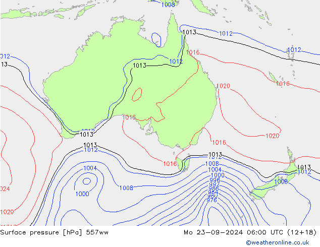 Surface pressure 557ww Mo 23.09.2024 06 UTC