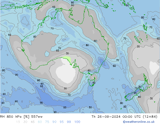 RH 850 hPa 557ww  26.09.2024 00 UTC