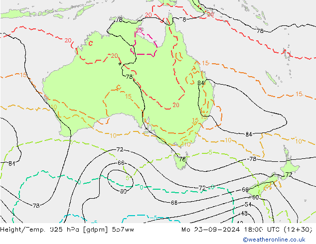 Height/Temp. 925 гПа 557ww пн 23.09.2024 18 UTC