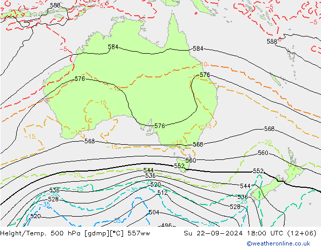 Height/Temp. 500 hPa 557ww Su 22.09.2024 18 UTC