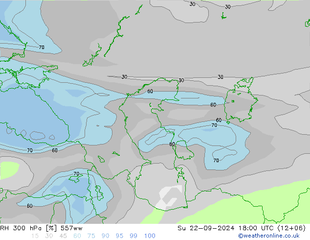 RH 300 hPa 557ww  22.09.2024 18 UTC