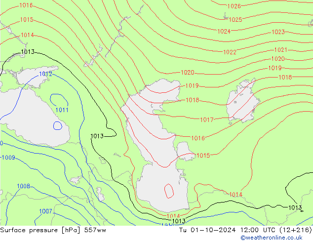 Atmosférický tlak 557ww Út 01.10.2024 12 UTC