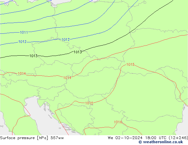 Pressione al suolo 557ww mer 02.10.2024 18 UTC