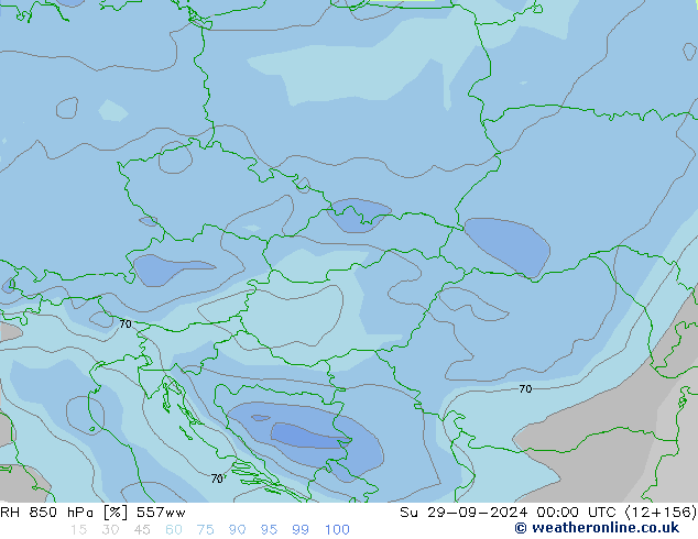 Humidité rel. 850 hPa 557ww dim 29.09.2024 00 UTC