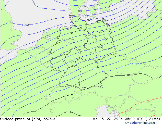 Surface pressure 557ww We 25.09.2024 06 UTC