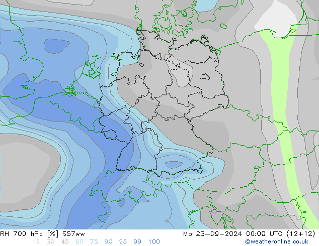 700 hPa Nispi Nem 557ww Pzt 23.09.2024 00 UTC