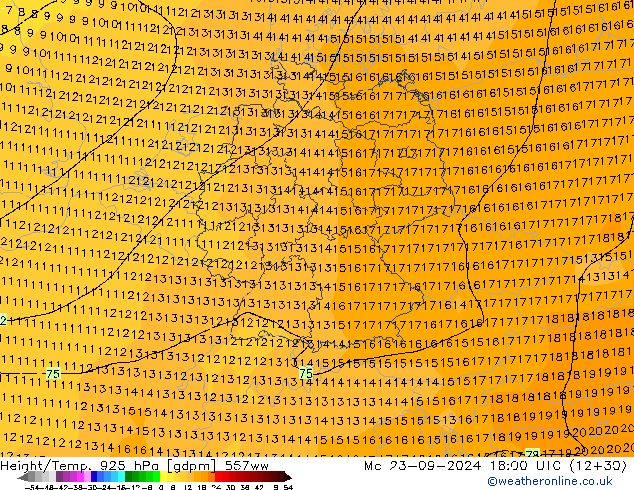 Height/Temp. 925 hPa 557ww pon. 23.09.2024 18 UTC