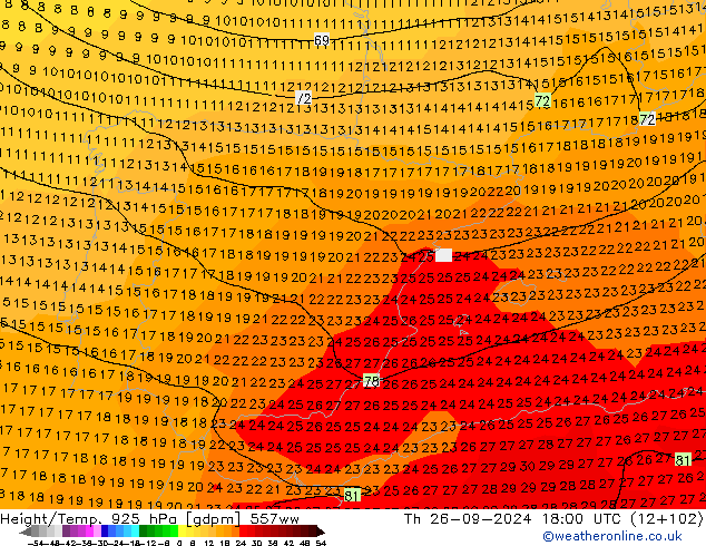 Geop./Temp. 925 hPa 557ww jue 26.09.2024 18 UTC