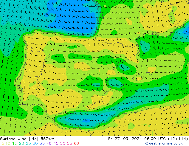 Vento 10 m 557ww ven 27.09.2024 06 UTC