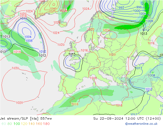 Jet Akımları/SLP 557ww Paz 22.09.2024 12 UTC