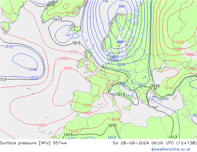 Surface pressure 557ww Sa 28.09.2024 06 UTC