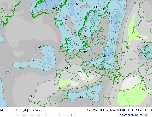 RH 700 hPa 557ww Su 29.09.2024 00 UTC