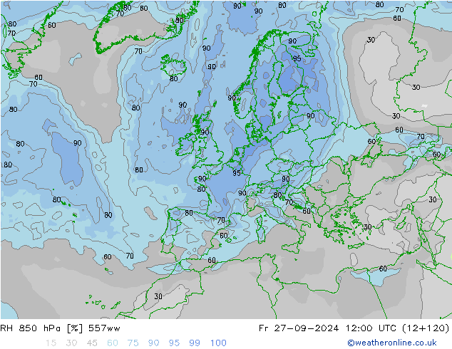 RH 850 hPa 557ww Sex 27.09.2024 12 UTC