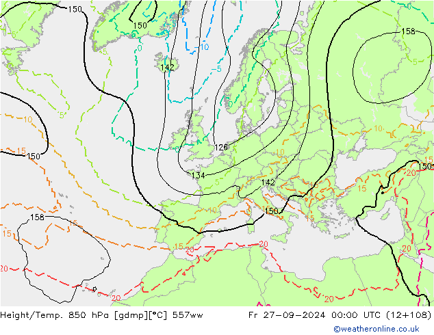 Height/Temp. 850 hPa 557ww pt. 27.09.2024 00 UTC