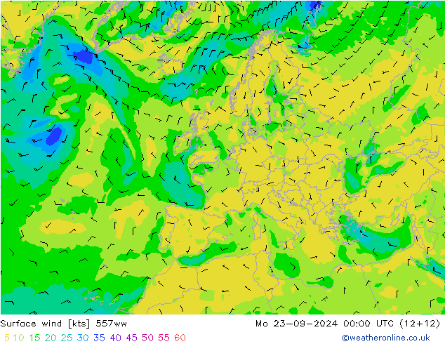 Surface wind 557ww Mo 23.09.2024 00 UTC