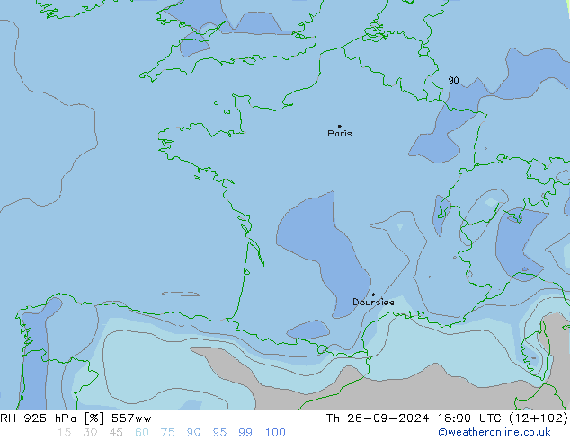 RH 925 hPa 557ww Th 26.09.2024 18 UTC