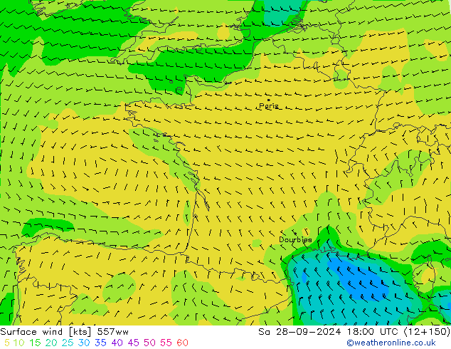 Surface wind 557ww Sa 28.09.2024 18 UTC