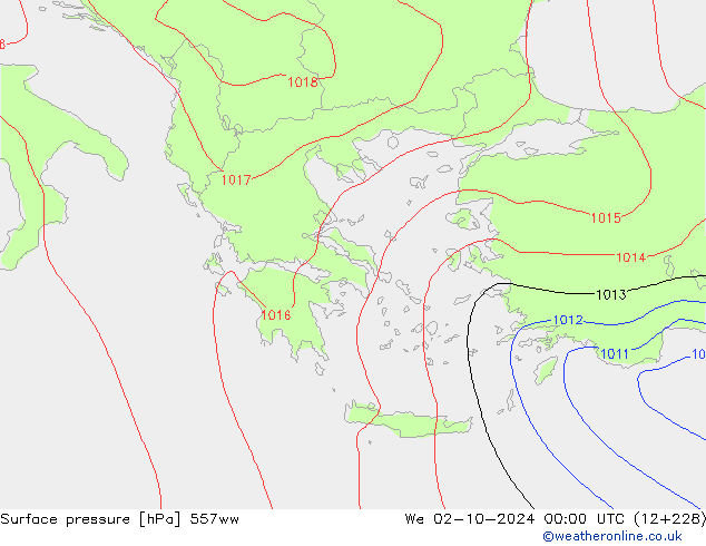 Surface pressure 557ww We 02.10.2024 00 UTC