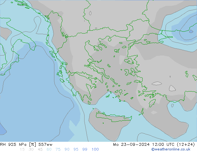 RH 925 hPa 557ww Mo 23.09.2024 12 UTC