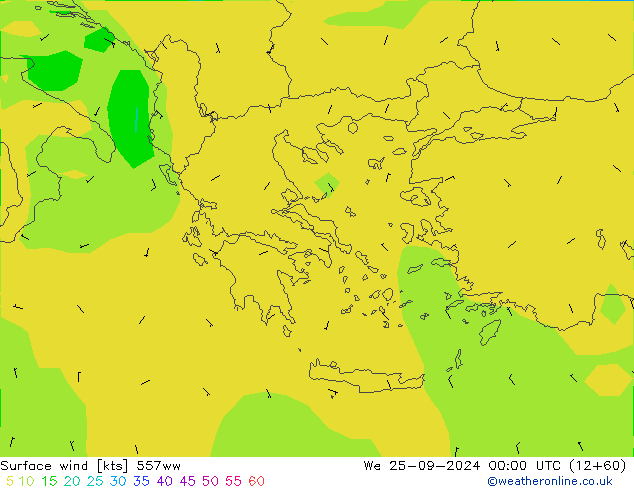 Vento 10 m 557ww Qua 25.09.2024 00 UTC