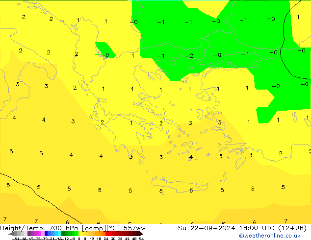 Yükseklik/Sıc. 700 hPa 557ww Paz 22.09.2024 18 UTC