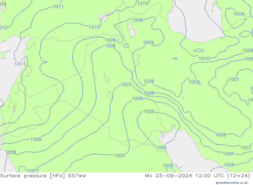 Atmosférický tlak 557ww Po 23.09.2024 12 UTC