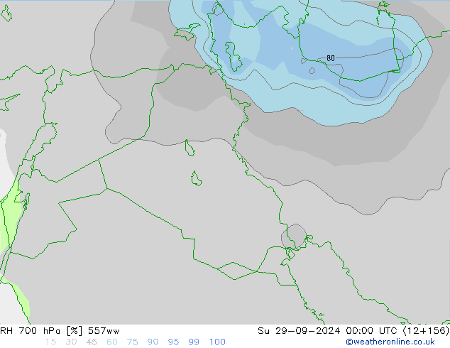 RH 700 hPa 557ww So 29.09.2024 00 UTC