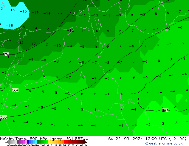 Height/Temp. 500 hPa 557ww Ne 22.09.2024 12 UTC