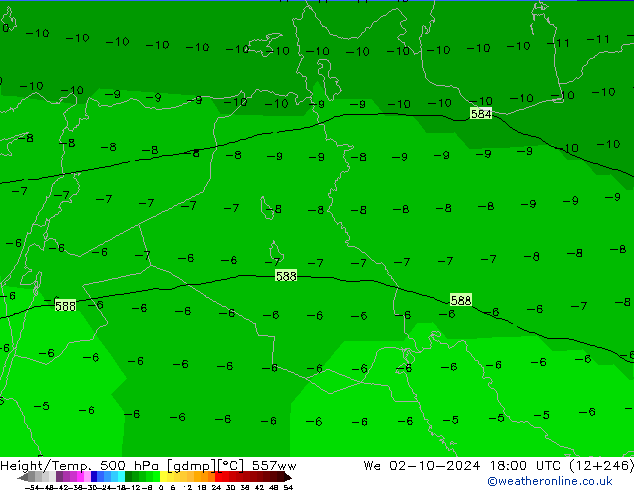 Height/Temp. 500 hPa 557ww St 02.10.2024 18 UTC