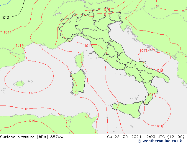 Surface pressure 557ww Su 22.09.2024 12 UTC