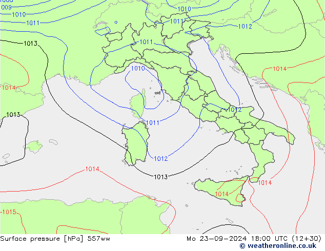 Surface pressure 557ww Mo 23.09.2024 18 UTC