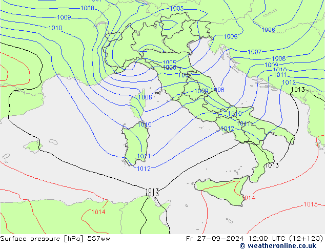 Surface pressure 557ww Fr 27.09.2024 12 UTC