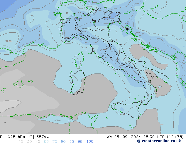 RH 925 hPa 557ww Mi 25.09.2024 18 UTC