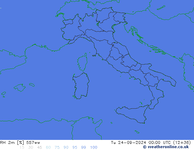 Humedad rel. 2m 557ww mar 24.09.2024 00 UTC