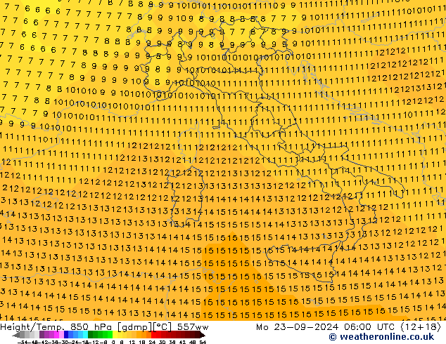 Height/Temp. 850 hPa 557ww Seg 23.09.2024 06 UTC