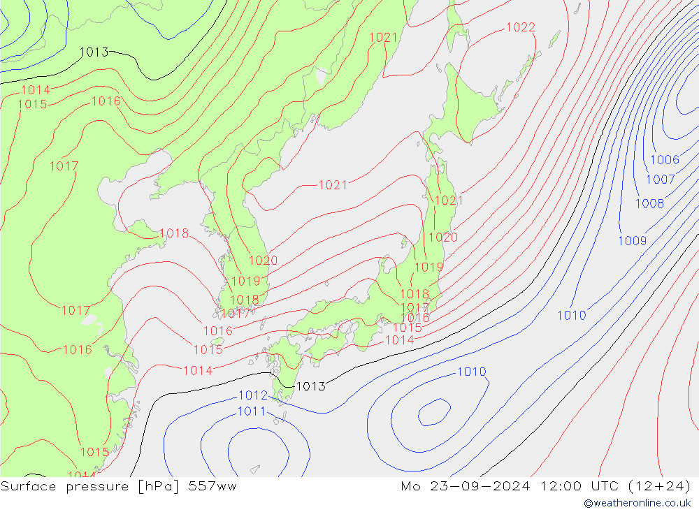 приземное давление 557ww пн 23.09.2024 12 UTC