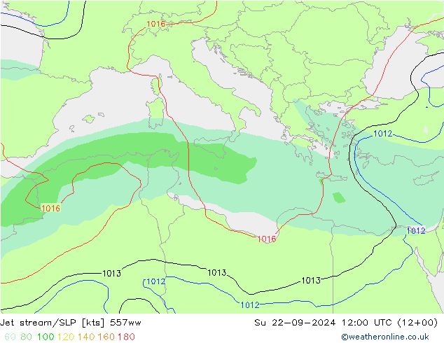 Jet stream/SLP 557ww Ne 22.09.2024 12 UTC