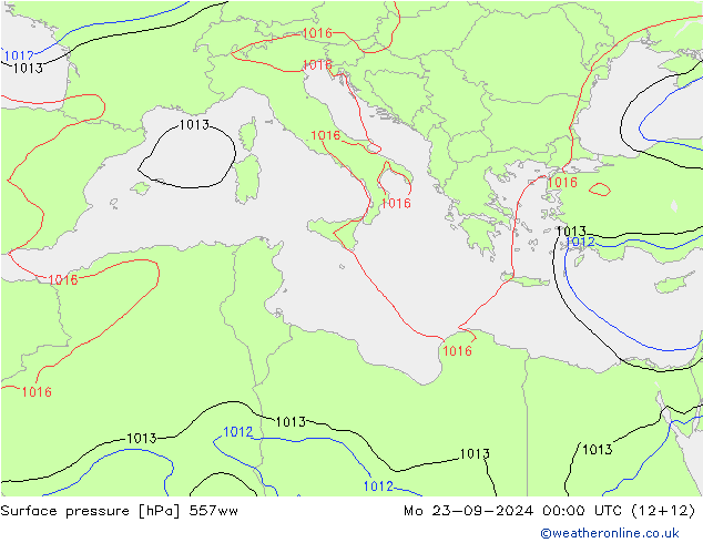 Pressione al suolo 557ww lun 23.09.2024 00 UTC