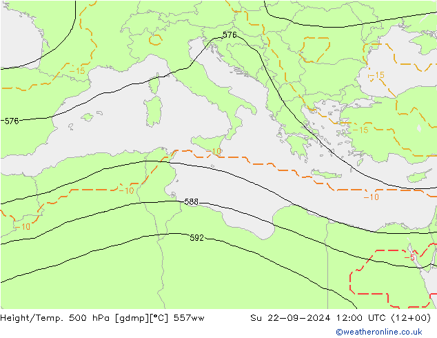 Height/Temp. 500 hPa 557ww Su 22.09.2024 12 UTC