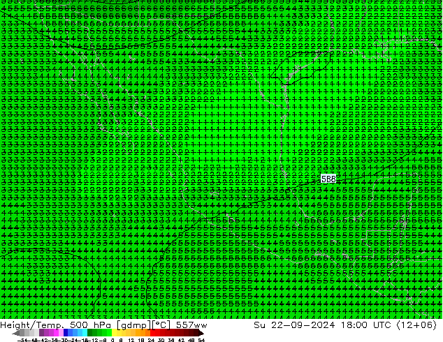 Height/Temp. 500 hPa 557ww Dom 22.09.2024 18 UTC