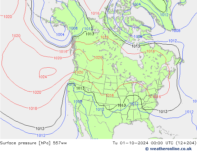 Surface pressure 557ww Tu 01.10.2024 00 UTC