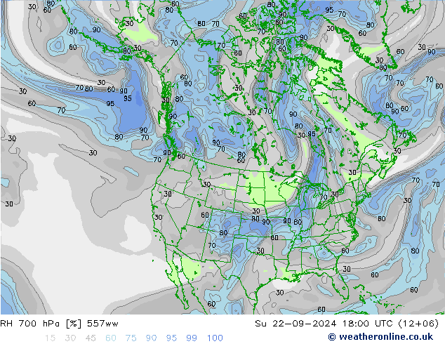 RH 700 гПа 557ww Вс 22.09.2024 18 UTC