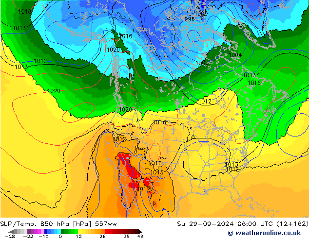 SLP/Temp. 850 hPa 557ww Dom 29.09.2024 06 UTC