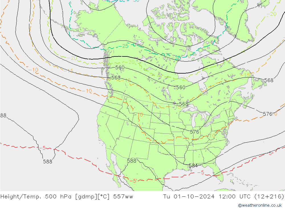 Yükseklik/Sıc. 500 hPa 557ww Sa 01.10.2024 12 UTC