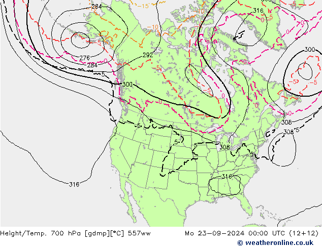 Geop./Temp. 700 hPa 557ww lun 23.09.2024 00 UTC