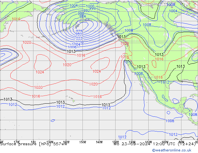 Surface pressure 557ww Mo 23.09.2024 12 UTC