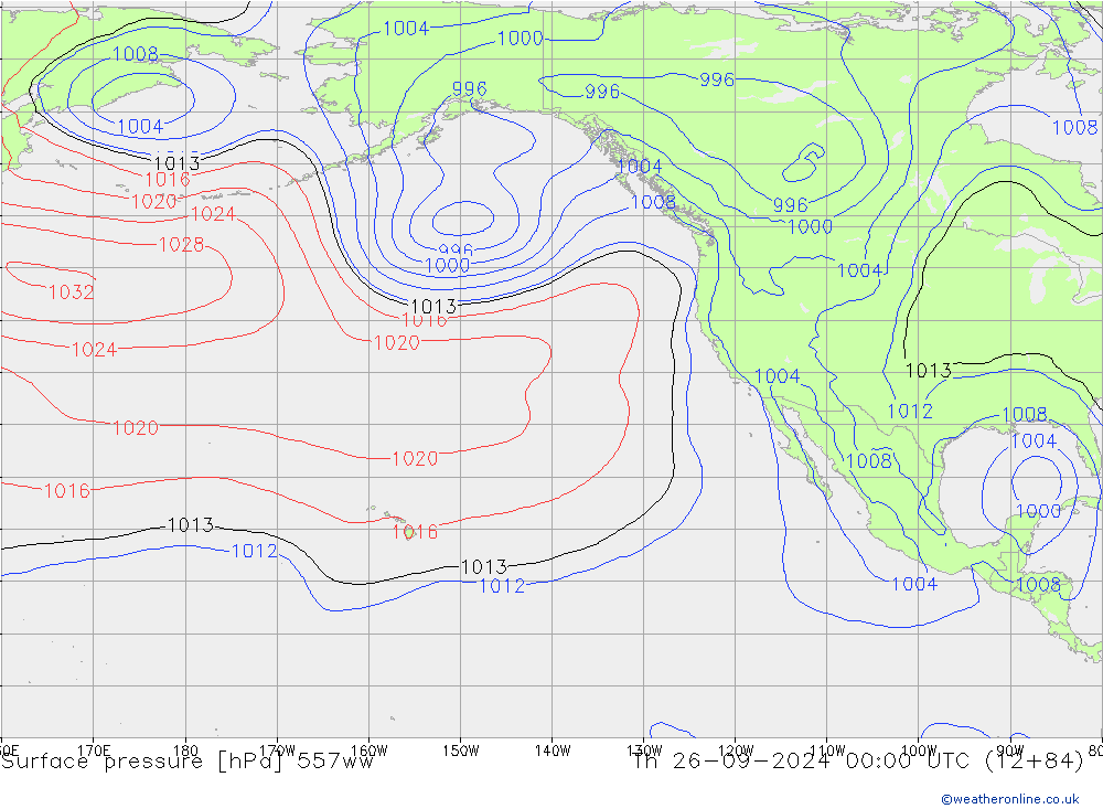 Surface pressure 557ww Th 26.09.2024 00 UTC