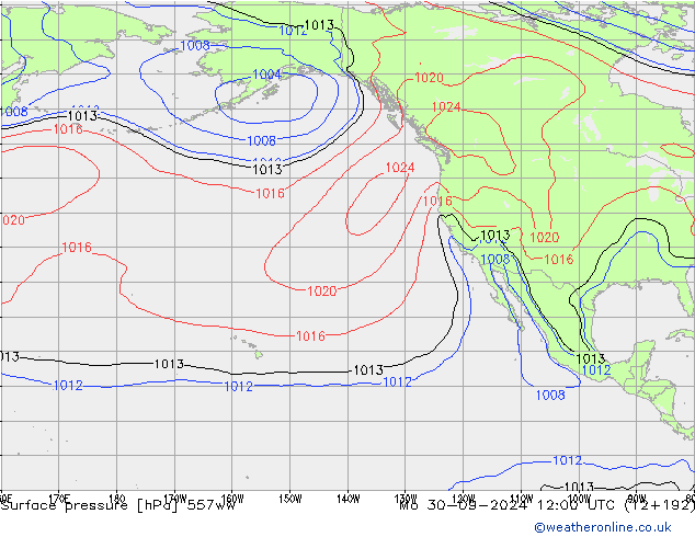 Presión superficial 557ww lun 30.09.2024 12 UTC