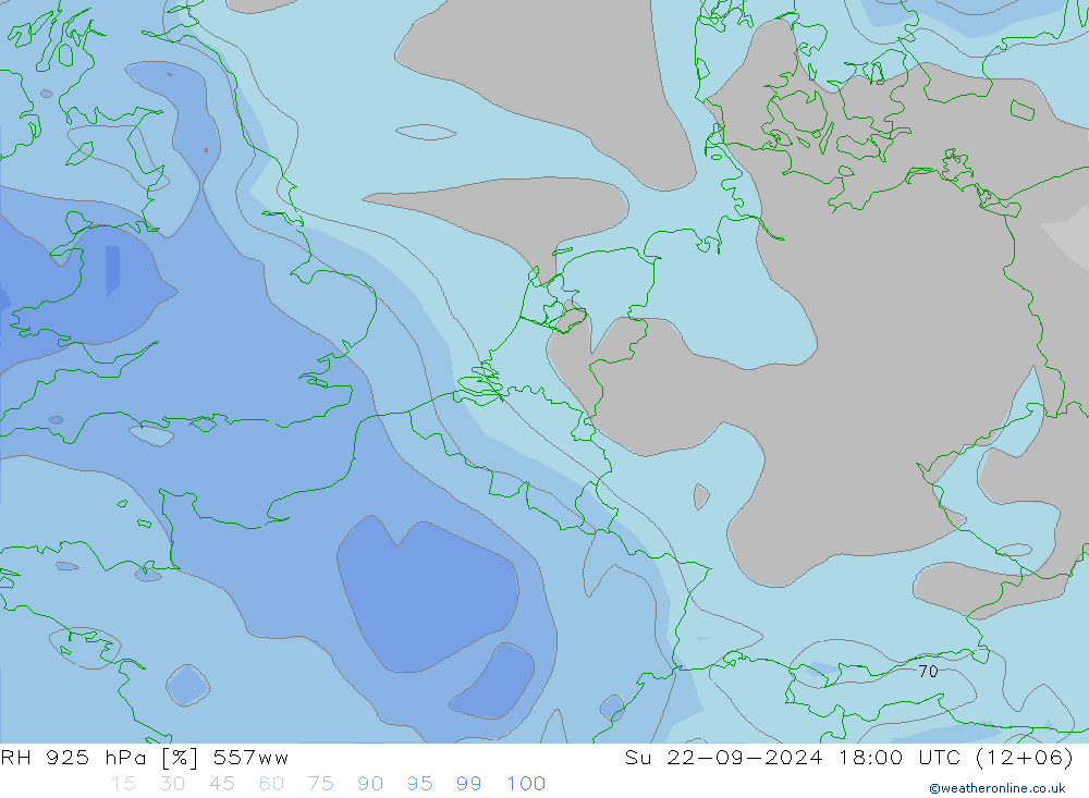 RH 925 hPa 557ww So 22.09.2024 18 UTC