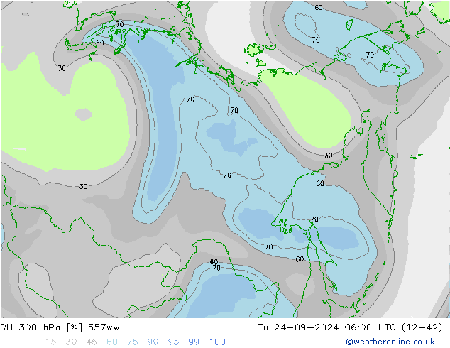 RH 300 hPa 557ww Tu 24.09.2024 06 UTC